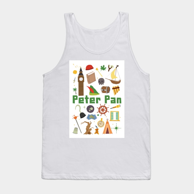 Peter Pan paper cut illustrtion Tank Top by PauRicart